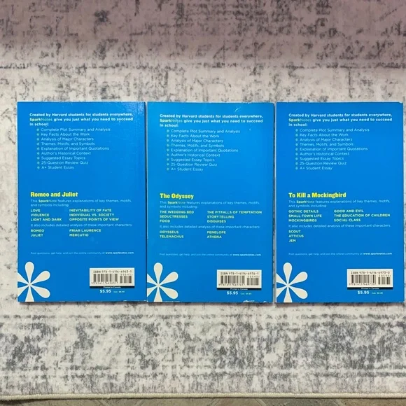 SparkNotes Study Guides Set-Romeo and Juliet, The Odyssey, To Kill a Mockingbird - Picture 2 of 2